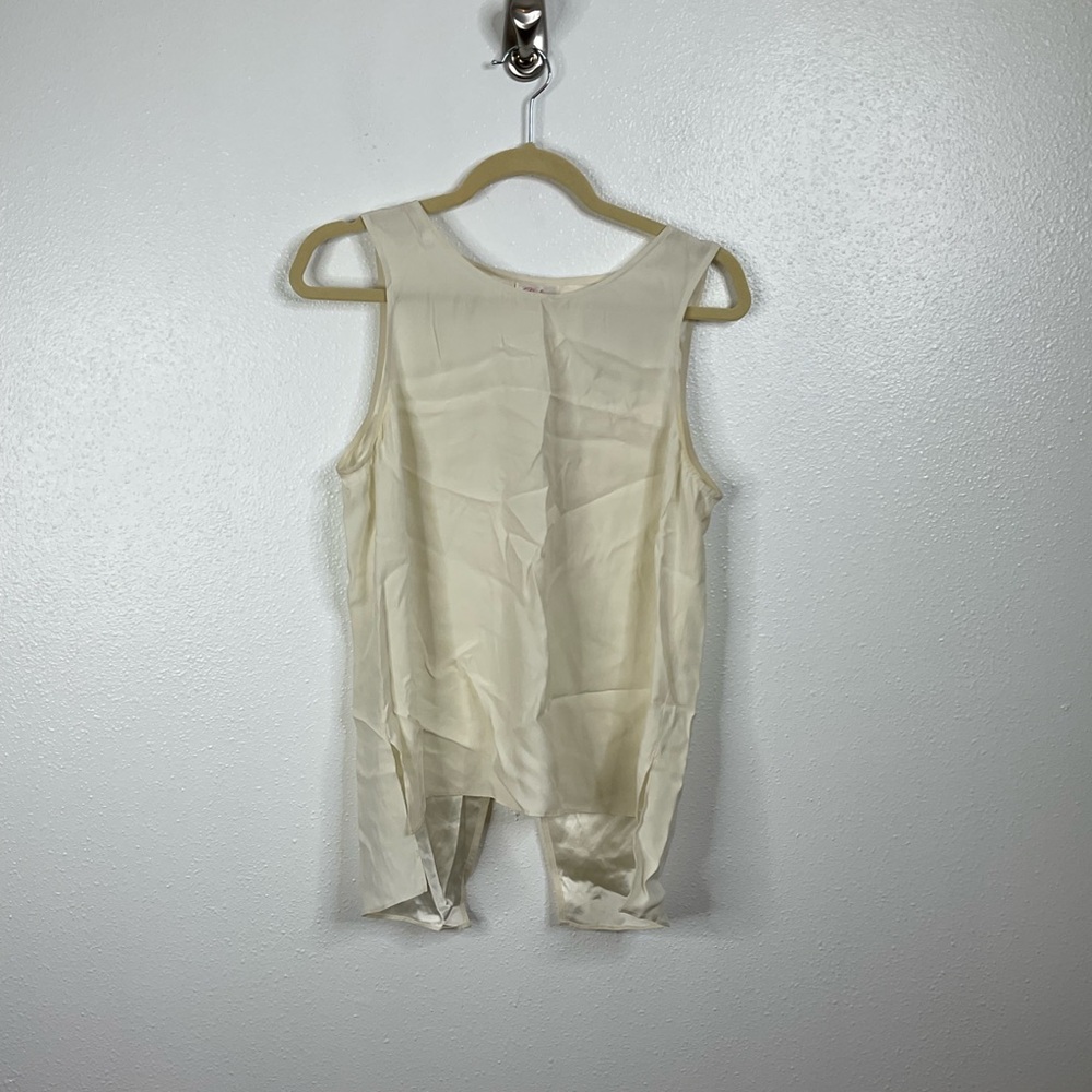 Parker Cream Silk Dressy Split Back Tank Top Size Medium